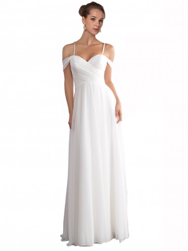 Ivory A-Line Off the Shoulder Sweep Train Beach Wedding Dress Hobart