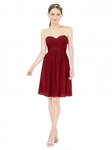 Burgundy A-Line Sweetheart Knee Length Bridesmaid Dress Hobart