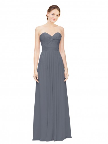 Slate Grey A-Line Sweetheart Long Bridesmaid Dress Hobart