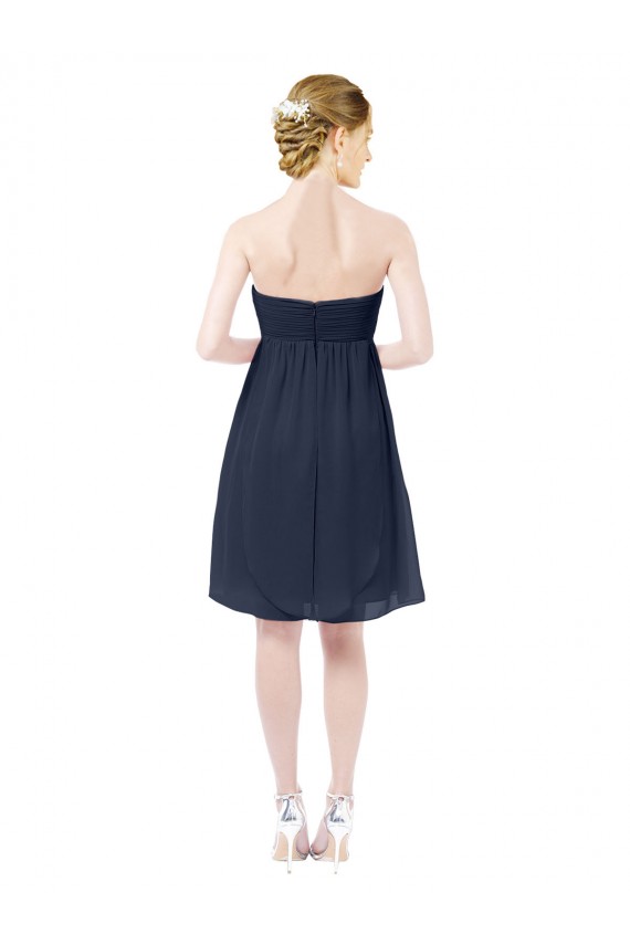 Open Back Dark Navy A-Line Sweetheart Knee Length Bridesmaid Dress Hobart