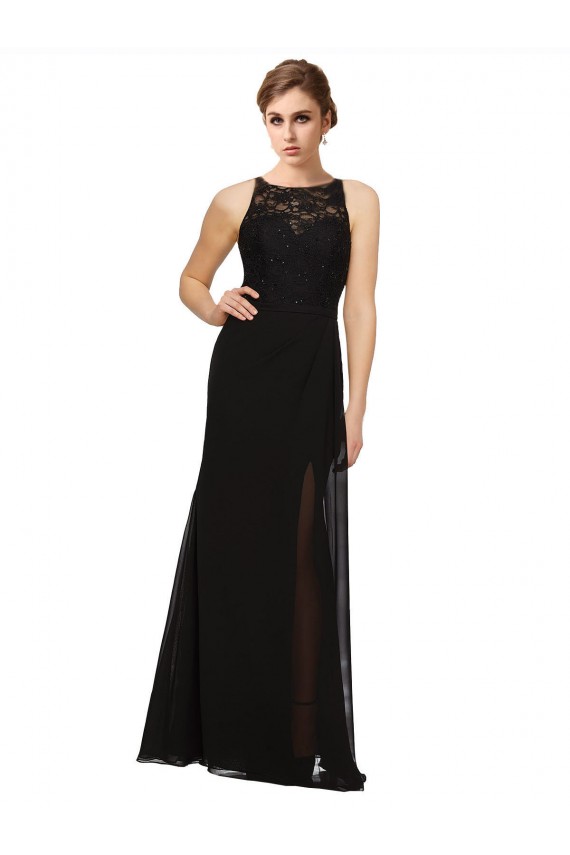 Black Sheath High Neck Long Bridesmaid Dress Hobart