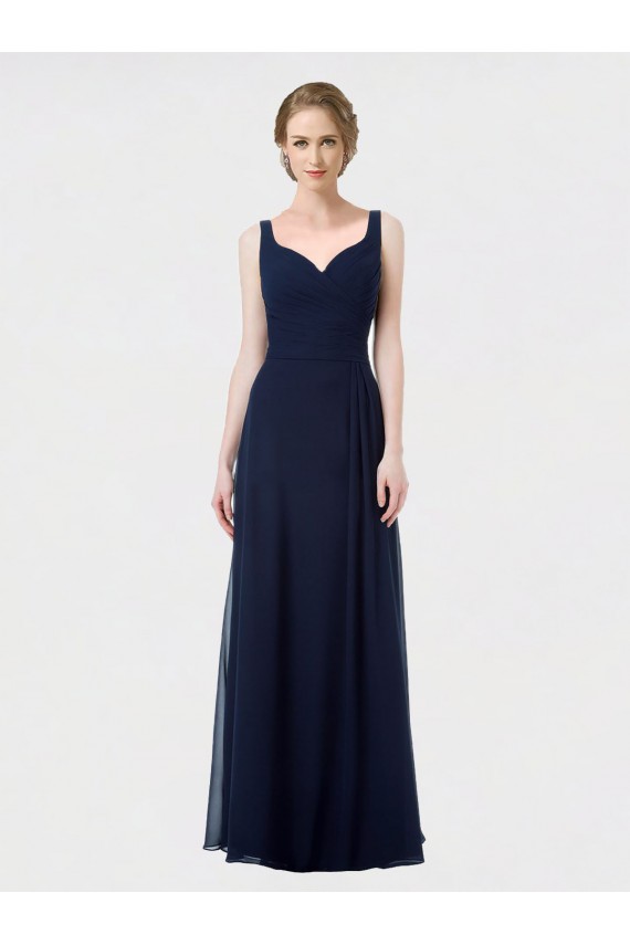 Low Back Dark Navy A-Line Sweetheart Sleeveless Long Bridesmaid Dress Hobart