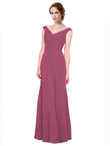 Mauve Taupe A-Line V-Neck Long Bridesmaid Dress Hobart