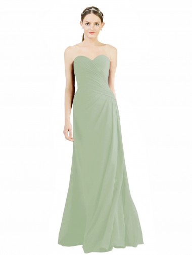 Smoke Green A-Line Sweetheart Long Bridesmaid Dress Hobart