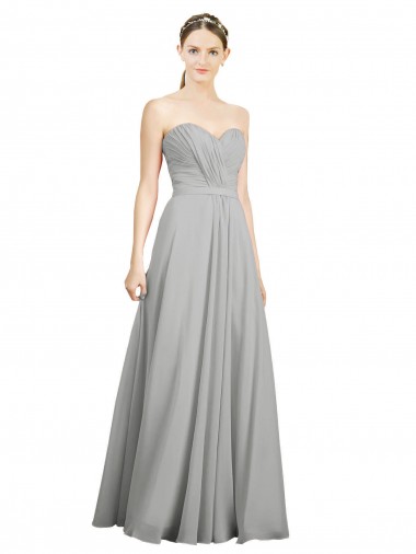 Low Back Silver A-Line Sweetheart Long Bridesmaid Dresses Hobart