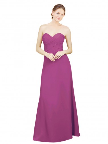 Low Back Wild Berry A-Line Sweetheart Long Bridesmaid Dress Hobart