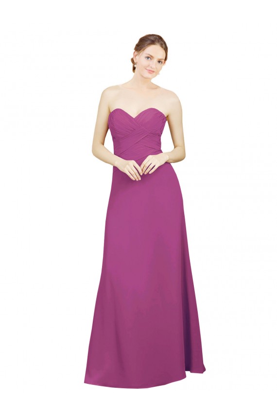 Low Back Wild Berry A-Line Sweetheart Long Bridesmaid Dress Hobart