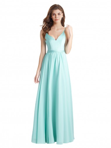 V-Back Waterfall A-Line V-Neck Long Bridesmaid Dress Hobart