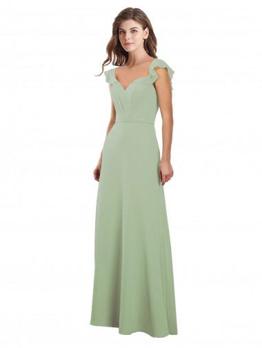 Low Back Smoke Green A-Line Sweetheart Long Bridesmaid Dress / Formal Dress Hobart