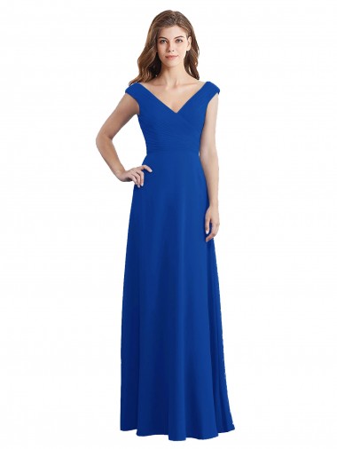 Royal Blue A-Line V-Neck Long Bridesmaid Dress / Evening Dress Hobart