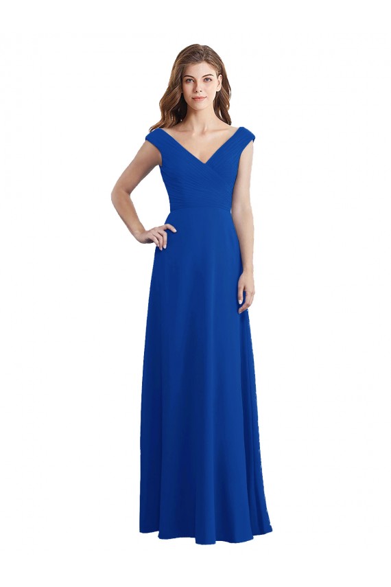 Royal Blue A-Line V-Neck Long Bridesmaid Dress / Evening Dress Hobart