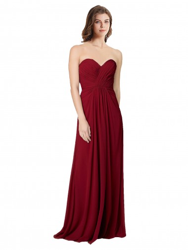 Open Back Burgundy A-Line Sweetheart Long Floor Length Bridesmaid Dress Hobart