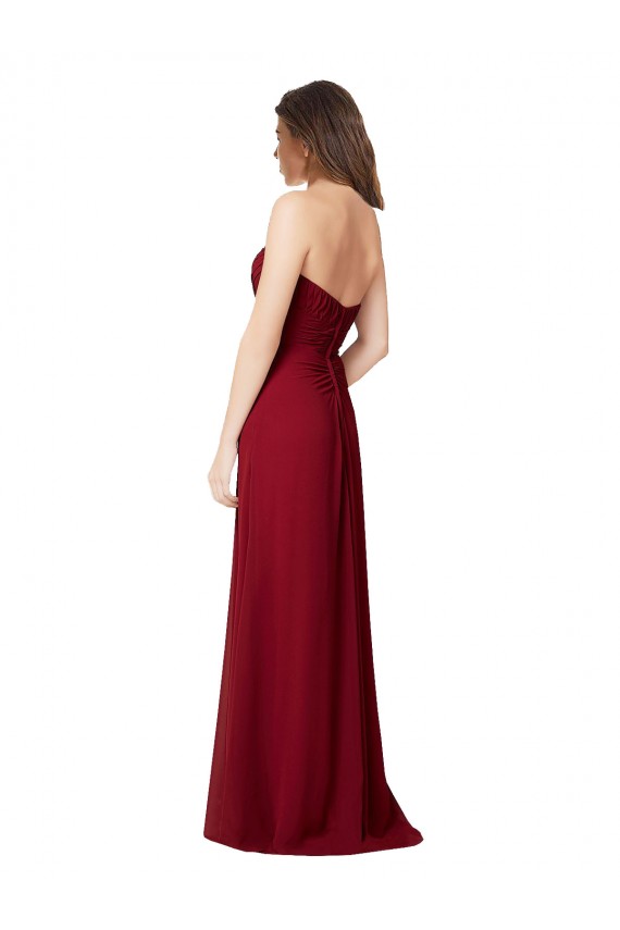 Open Back Burgundy A-Line Sweetheart Long Floor Length Bridesmaid Dress Hobart