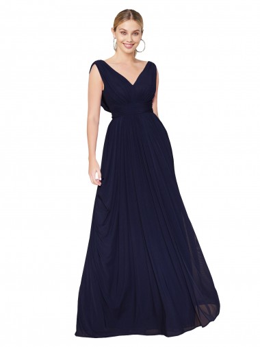 Dark Navy A-Line High Neck Long Formal Evening Gown / Prom Dress / Bridesmaid Dress Hobart