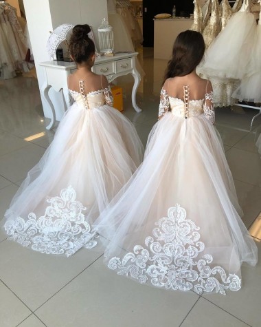 Ivory Ball Gown Sweetheart Chapel Train Little Flower Girl Dress Hobart