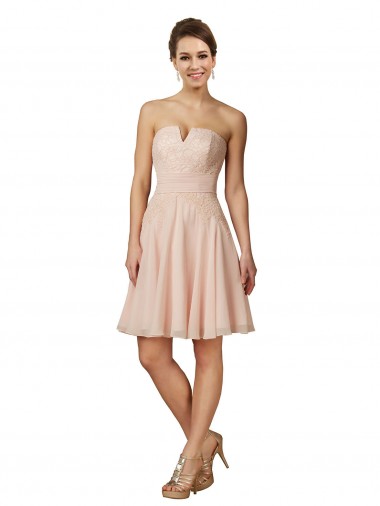 Pink A-Line Sweetheart Knee Length Bridesmaid Dress Hobart