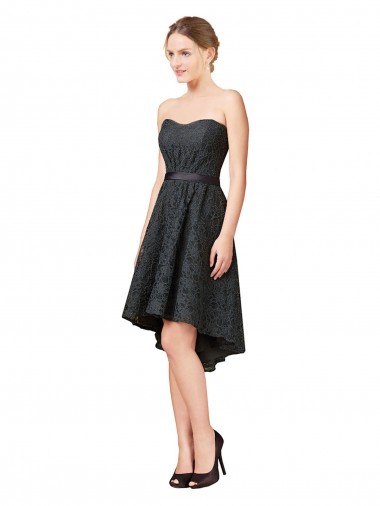 Slate Grey A-Line Sweetheart Knee Length High Low Bridesmaid Dress Hobart