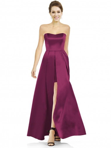 Merlot A-Line Strapless Long Bridesmaid Dress Hobart