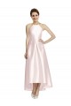 Open Back Pink A-Line Halter Neck Long High Low Bridesmaid Dress Hobart