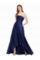 Low Back Dark Navy A-Line Strapless Long High Low Evening Gown / Prom Dress / Bridesmaid Dress Hobart