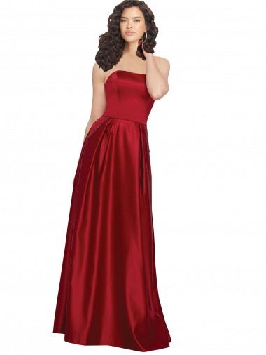 Dark Red A-Line Strapless Long Prom Dress / Bridesmaid Dress Hobart