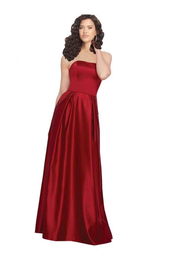 Dark Red A-Line Strapless Long Prom Dress / Bridesmaid Dress Hobart