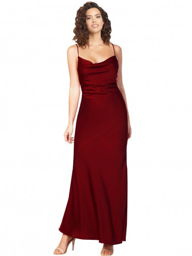 Low Back Burgundy Sheath Cowl Neck Long Black Tie Evening Gown / Prom Dress / Bridesmaid Dress Hobart