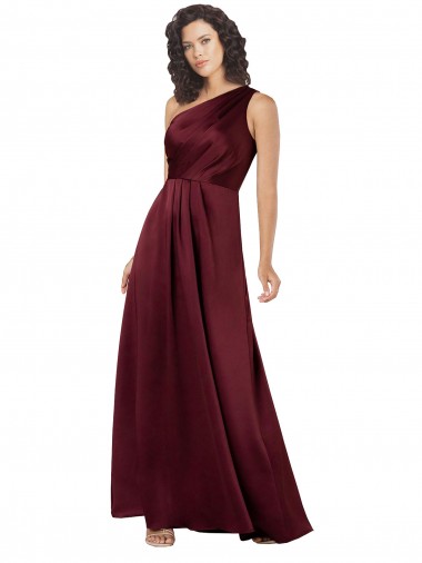 Burgundy A-Line One Shoulder Long Formal Evening Gown / Prom Dress / Bridesmaid Dress Hobart