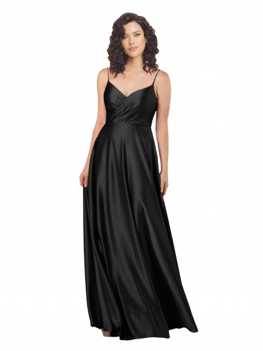 Low Back Black A-Line V-Neck Long Formal Dress / Bridesmaid Dress Hobart