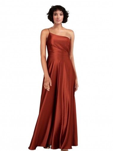 Burnt Orange A-Line One Shoulder Long Black Tie Evening Gown / Prom Dress / Bridesmaid Dress Hobart