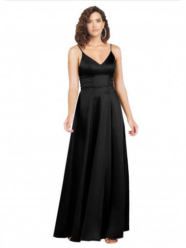 V-Back Black A-Line V-Neck Long Formal Evening Gown / Prom Dress / Bridesmaid Dress Hobart