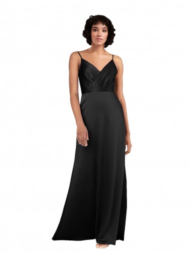 Black Column V-Neck Long Formal Evening Gown / Prom Dress / Bridesmaid Dress Hobart