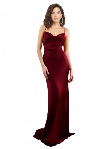 Open Back Burgundy Sheath Cowl Neck Long Formal Evening Gown / Prom Dress / Bridesmaid Dress Hobart