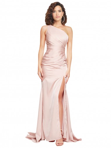 Pink Sheath One Shoulder Long Black Tie Evening Dress / Prom Dress / Bridesmaid Dress Hobart