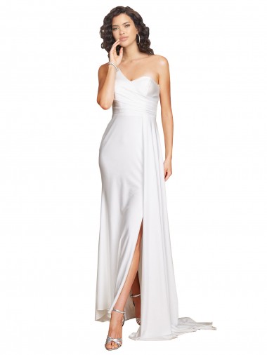 White A-Line One Shoulder Long Wedding Dress Hobart