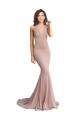 Low Back Dusty Pink Mermaid V-Neck Long Formal Evening Gown / Prom Dress / Bridesmaid Dress Hobart