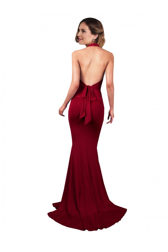 Open Back Burgundy Mermaid V-Neck Long Formal Evening Gown / Prom Dress / Bridesmaid Dress Hobart