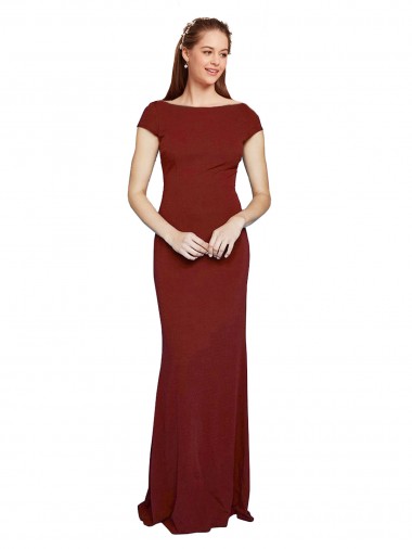 Keyhole Back Burgundy Mermaid Round Neck Long Formal Evening Gown / Prom Dress / Bridesmaid Dress Hobart