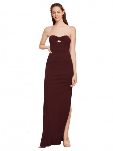 Burgundy Gold Sheath Strapless Long Formal Evening Gown / Prom Dress / Bridesmaid Dress Hobart