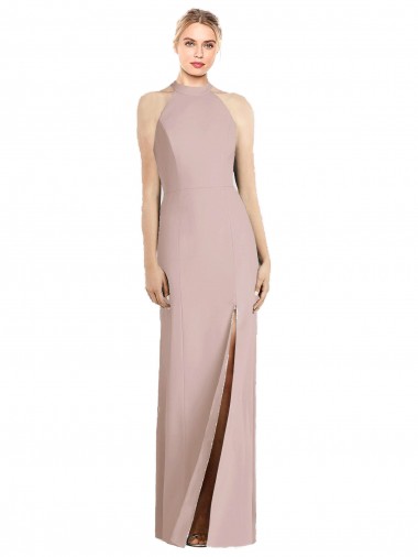 Open Back Dusty Pink Trumpet Halter Neck Long Semi Formal Evening Dress / Bridesmaid Dress Hobart