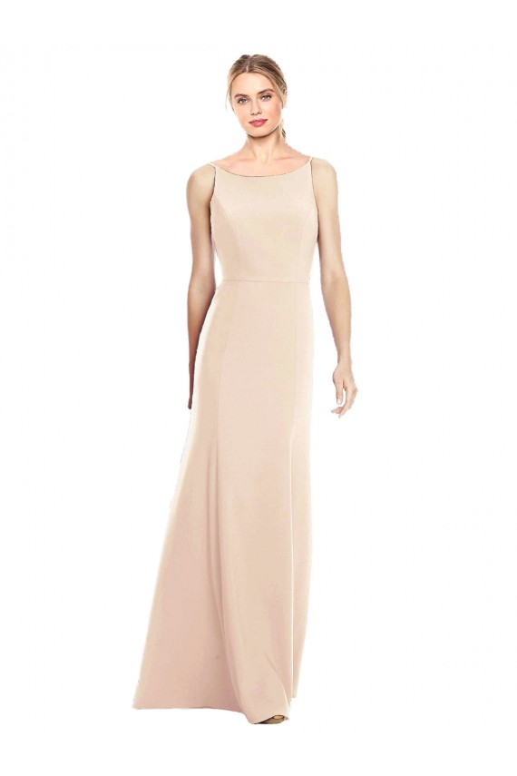 Open Back Nude Trumpet Bateau Neck Long Semi Formal Evening Dress / Prom Dress / Bridesmaid Dress Hobart