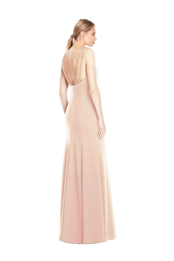 Open Back Nude Trumpet Bateau Neck Long Semi Formal Evening Dress / Prom Dress / Bridesmaid Dress Hobart