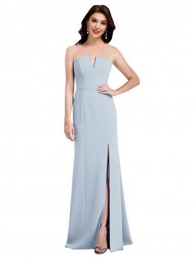 Low Back Light Sky Blue Trumpet Strapless Long Bridesmaid Dress / Evening Dress Hobart