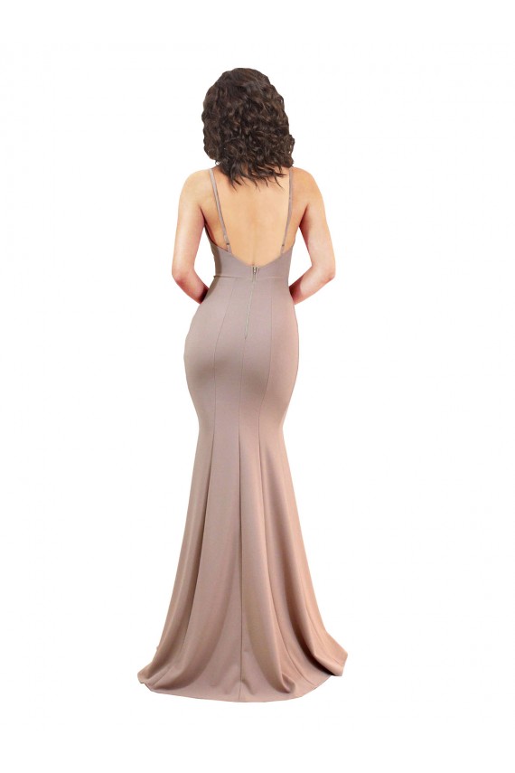 Low Back Dusty Pink Mermaid V-Neck Long Black Tie Evening Gown / Prom Dress / Bridesmaid Dress Hobart