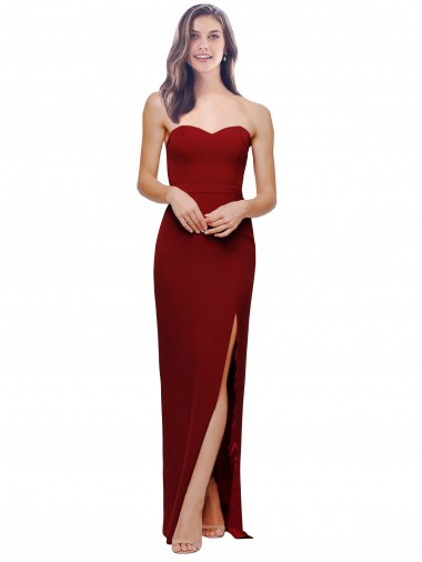 Low Back Burgundy Sheath Sweetheart Long Bridesmaid Dress / Evening Dress Hobart