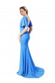 V-Back Peacock Blue Mermaid, Sheath V-Neck Sweep Train Prom Dress / Bridesmaid Dress Hobart