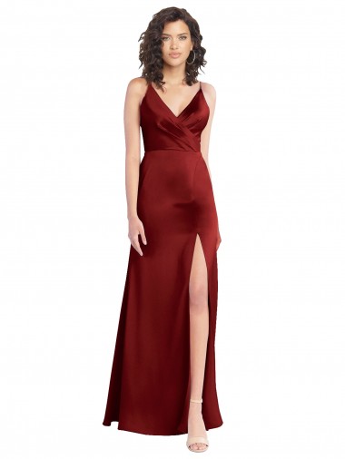 V-Back Burgundy A-Line V-Neck Sleeveless Long Formal Dress / Bridesmaid Dress Hobart