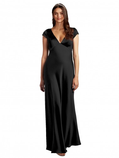 Keyhole Back Black A-Line V-Neck Long Formal Evening Gown / Prom Dress / Bridesmaid Dress Hobart