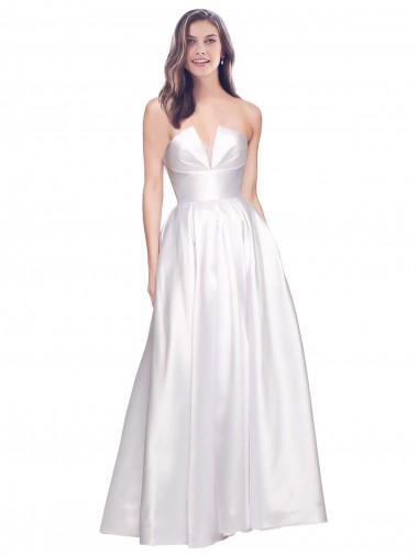 Low Back White A-Line Strapless Long Formal Evening Gown / Prom Dress / Bridesmaid Dress Hobart