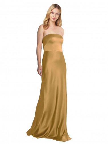 Gold A-Line Strapless Long Formal Evening Gown / Prom Dress / Bridesmaid Dress Hobart